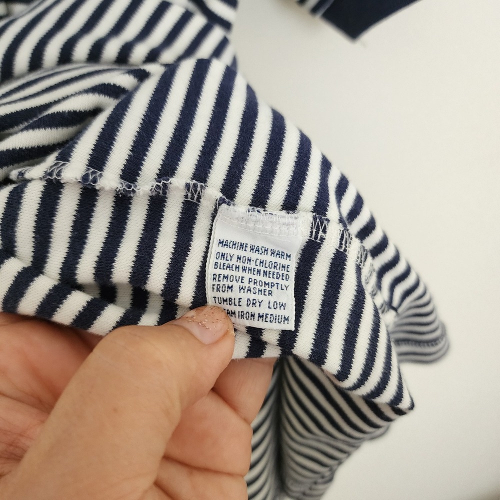 Polo Ralph Lauren Mens XL Navy Blue White Striped Short Sleeve Polo Shirt Cotton - Picture 4 of 6